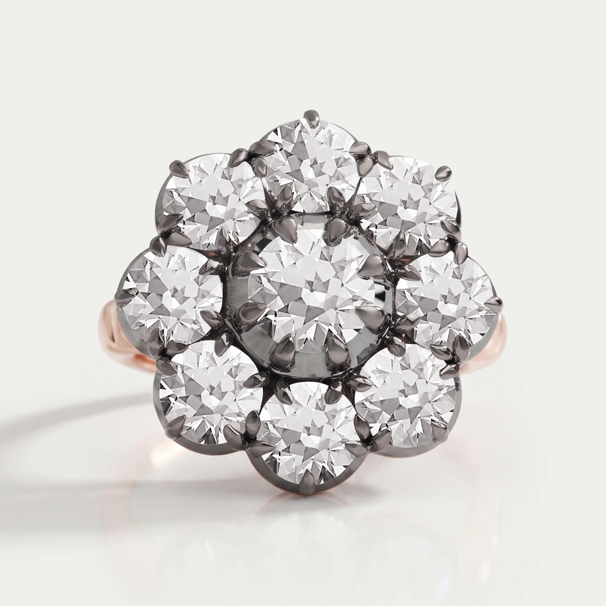 Art Deco Old European Diamond Flower Cluster Ring