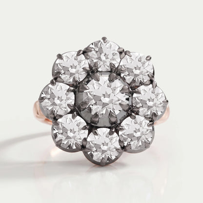 Art Deco Old European Diamond Flower Cluster Ring