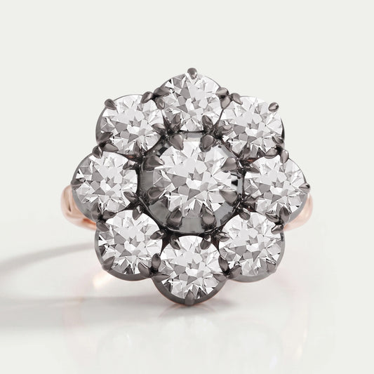 Art Deco Old European Diamond Flower Cluster Ring