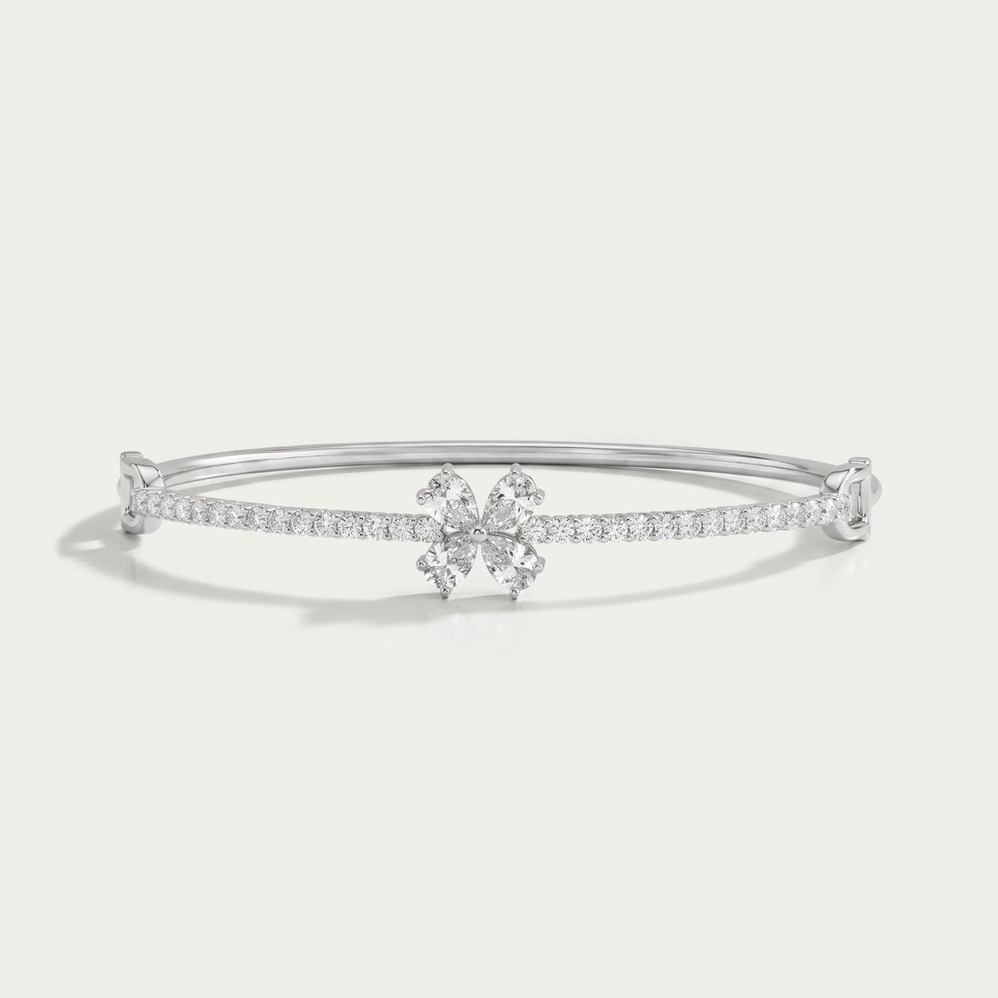 Flower Shape Pear Diamond Bangle Bracelet