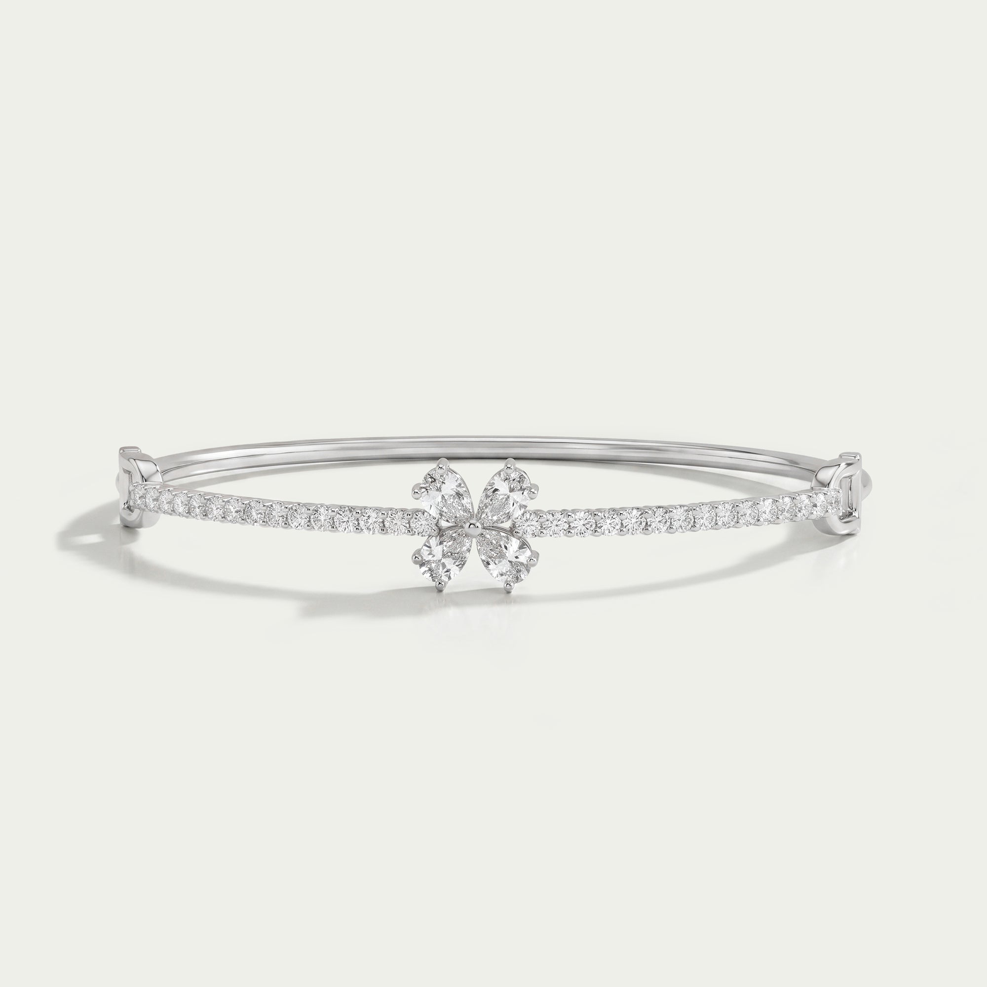 Flower Shape Pear Diamond Bangle Bracelet