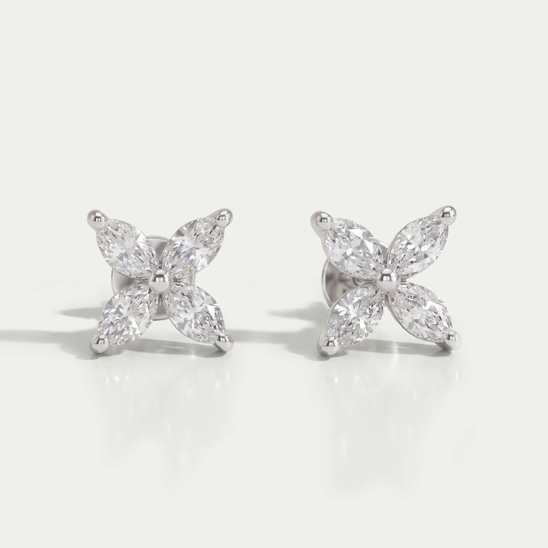 Marquise Cut Flower Diamond Stud Earrings Earring