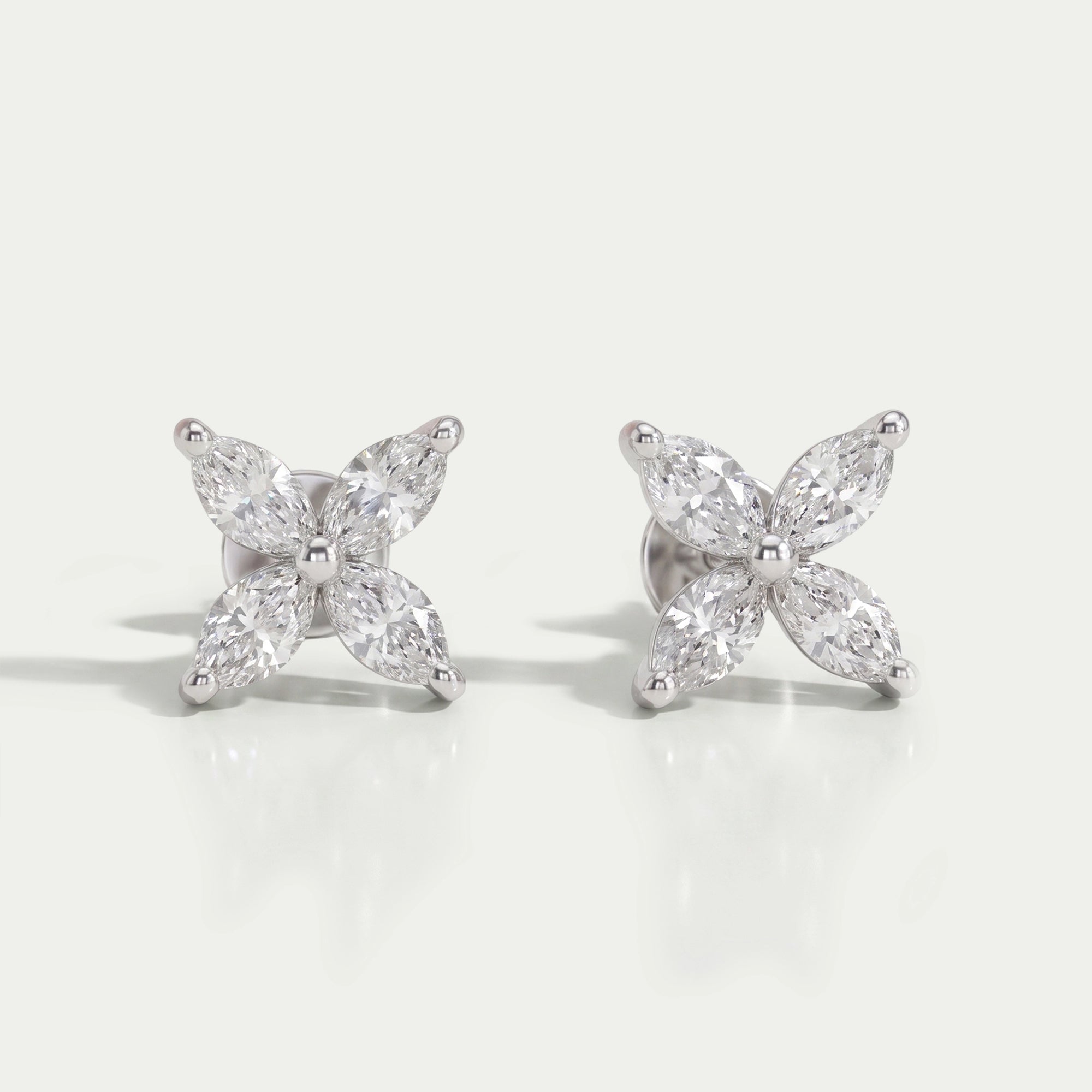 Marquise Cut Flower Diamond Stud Earrings Earring