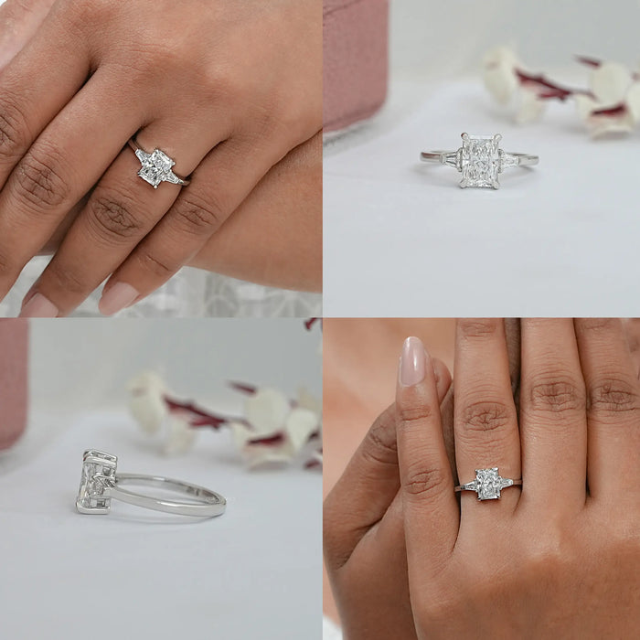 3 Stone Radiant Cut Diamond Engagement Ring