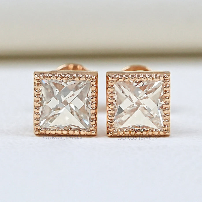 Mordern French Cut Lab Created Diamond Earrings