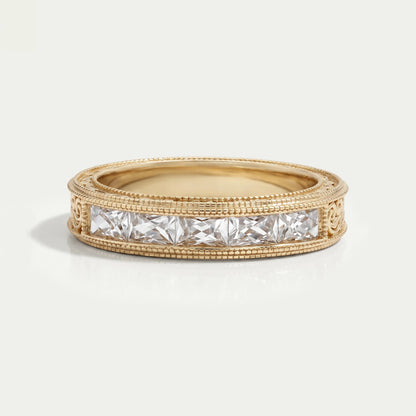 French Baguette Cut Lab Diamond Wedding Band For Men's