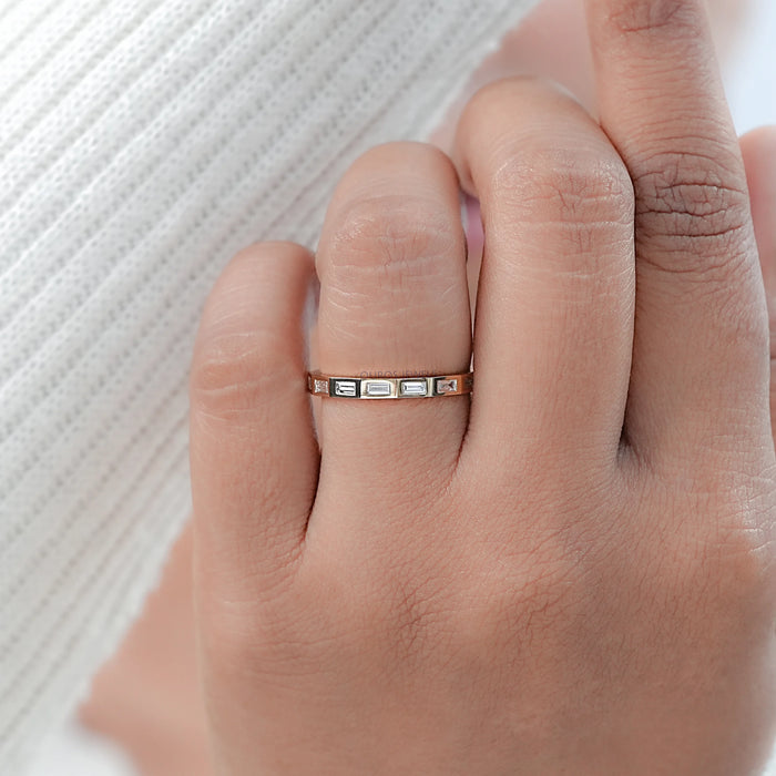 Baguette Cut Flush Set Eternity Wedding Band
