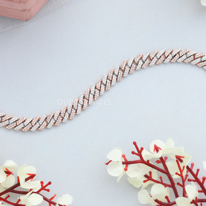 Two-Tone Gold Diamond Cuban Bracelet