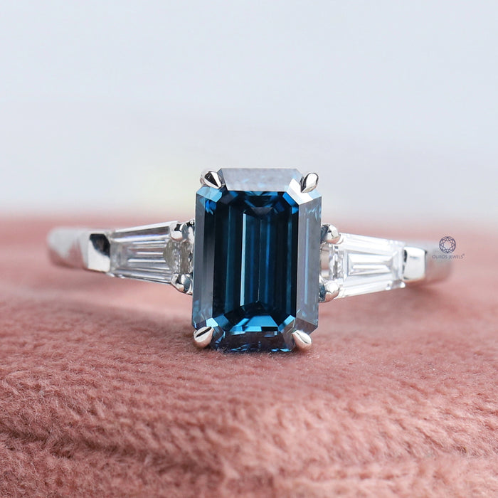 Emerald Cut and Tapered Baguettes 3 Stone Ring