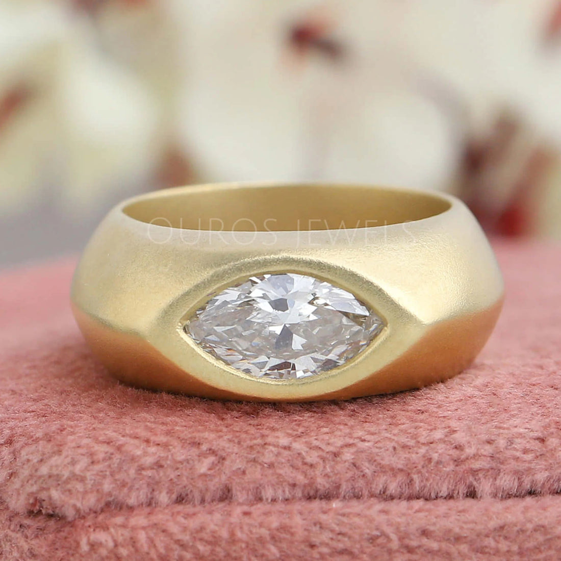 Marquise Cut Lab Diamond Matte Finish Band