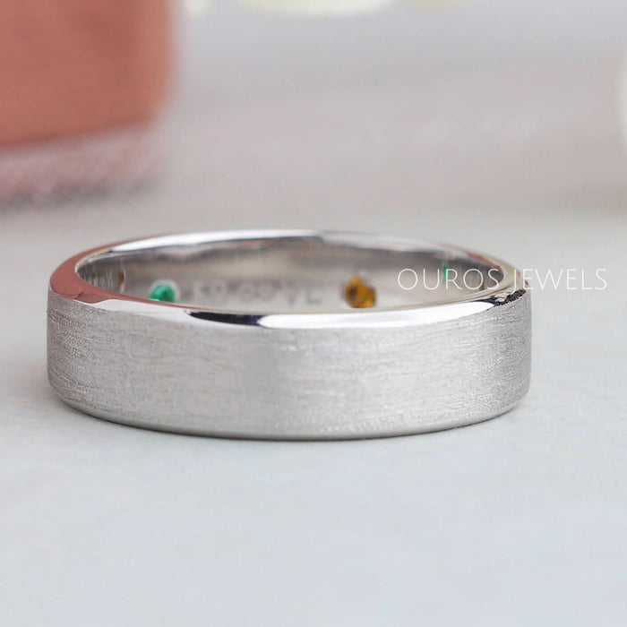 Round Gemstone Secret Wedding Band