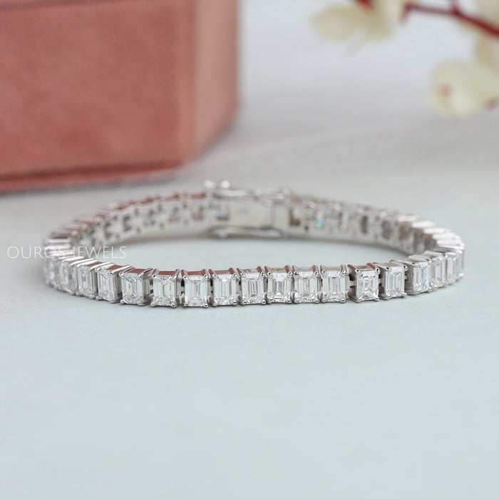 Emerald Cut Lab Grown Diamond stackable Tennis Bracelet