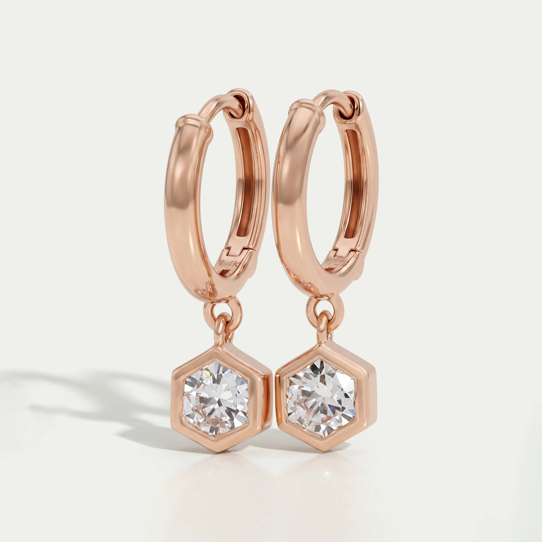 Hexagon Cut Huggie Hoop Earrings