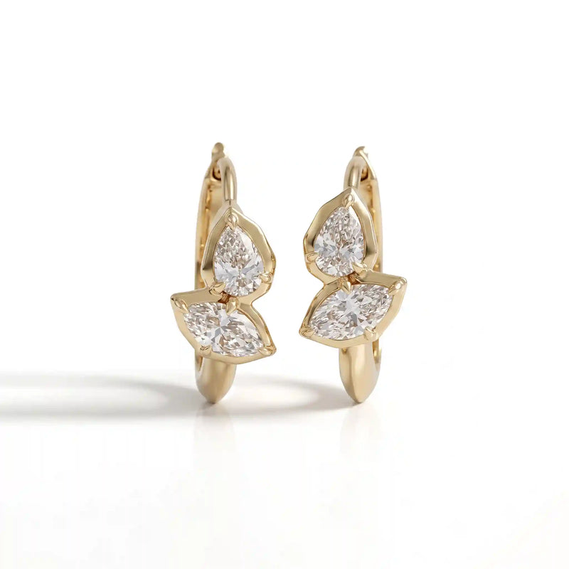 Pear And Marquise Lab Diamond Hoop Earrings