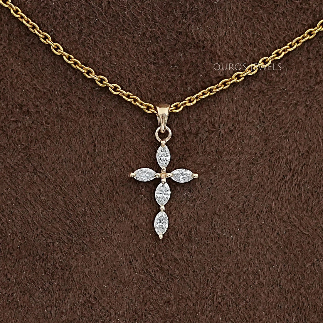 Marquise Cut Lab Grown Diamond Cross Pendant Necklaces