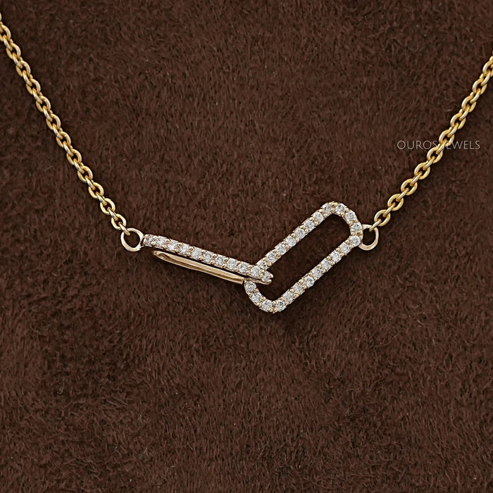 Interlinked Open Rectangular Diamond Pendant