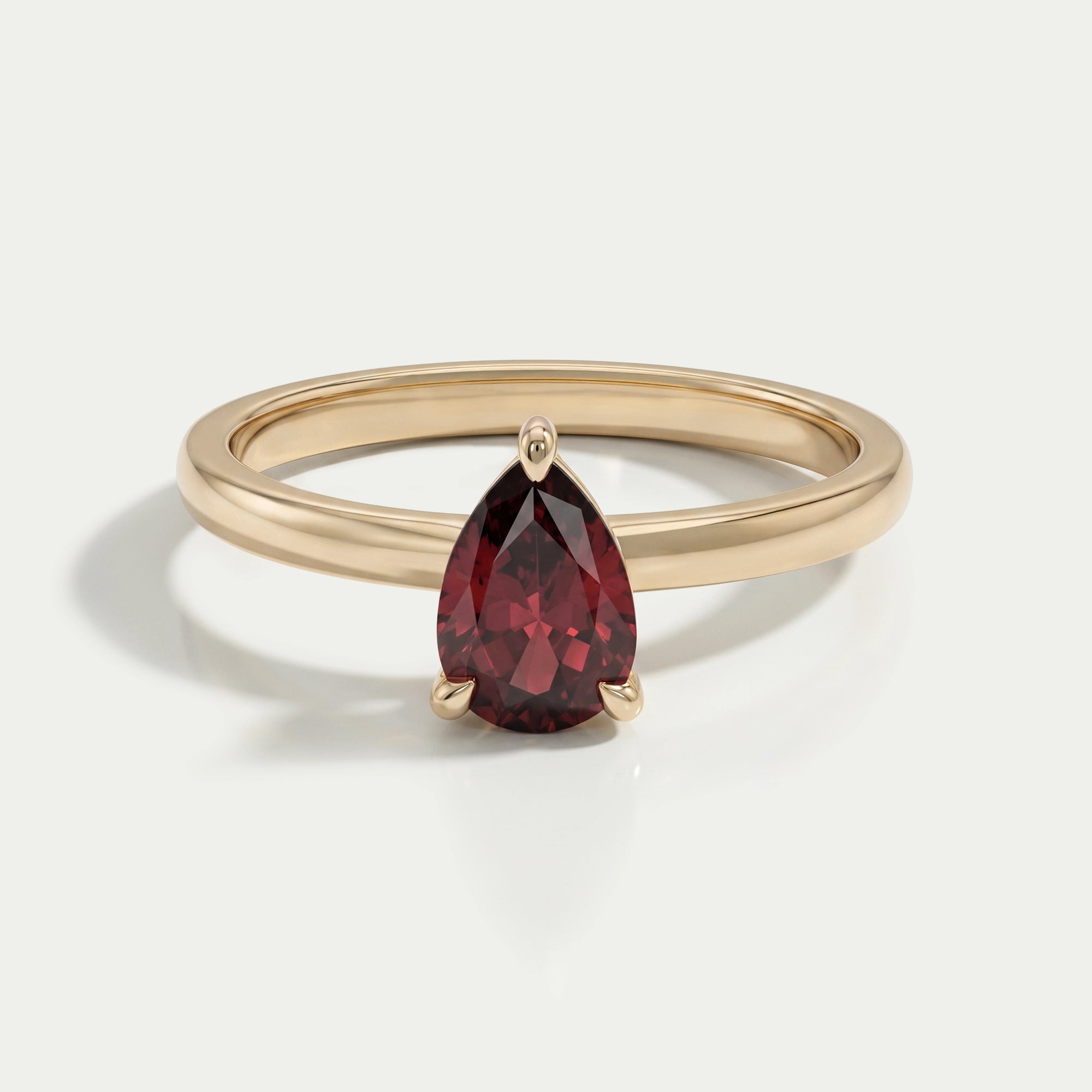 Garnet Pear Gemstone Solitaire Engagement Ring Ring