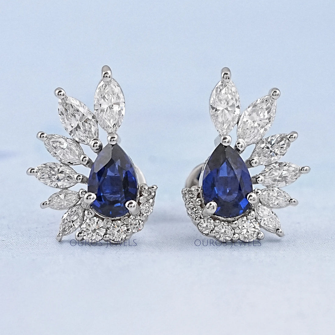 Pear Cut Sapphire Gemstone Stud Earrings Earrings
