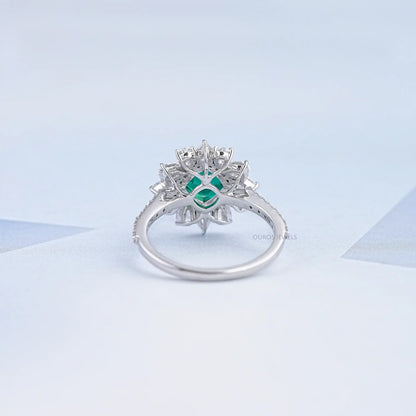Gemstone Cushion Shape Halo Diamond Ring