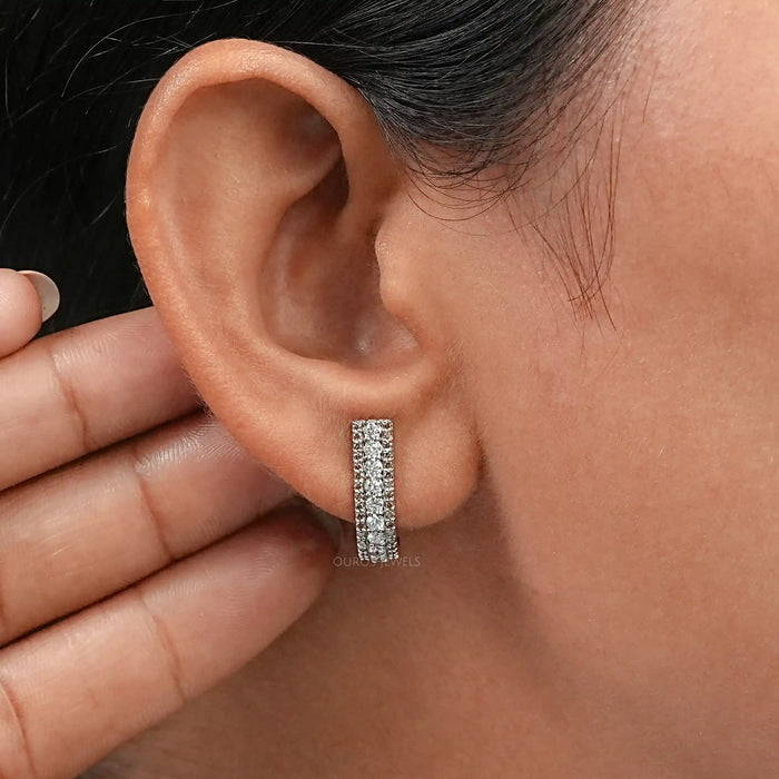 Fancy Brown Round Diamond Bar Earrings