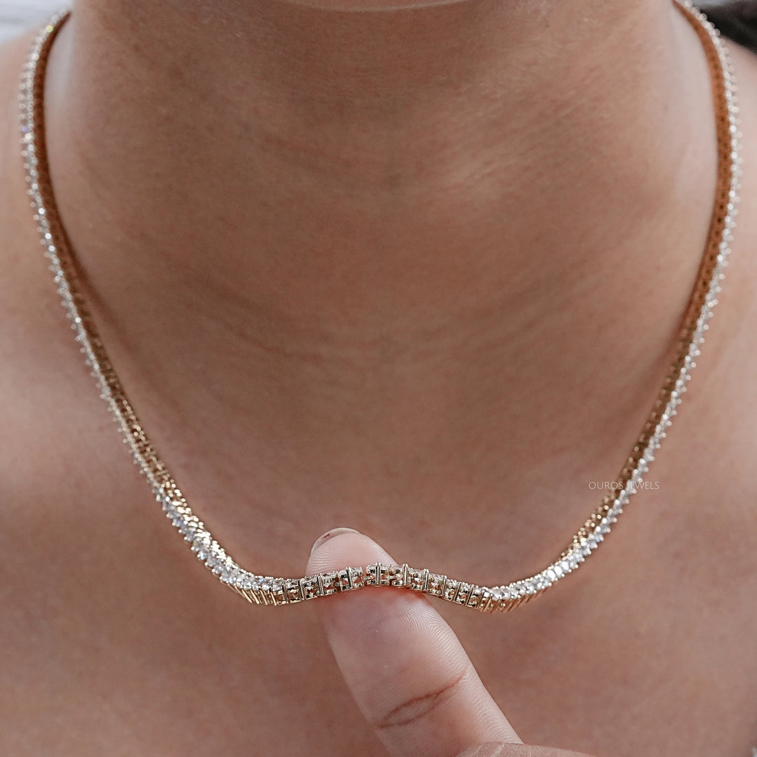 Graduated Brilliant Round Cut Tennis Necklace Necklaces