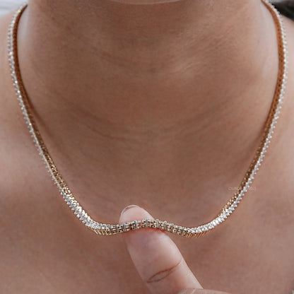 Graduated Brilliant Round Cut Tennis Necklace Necklaces