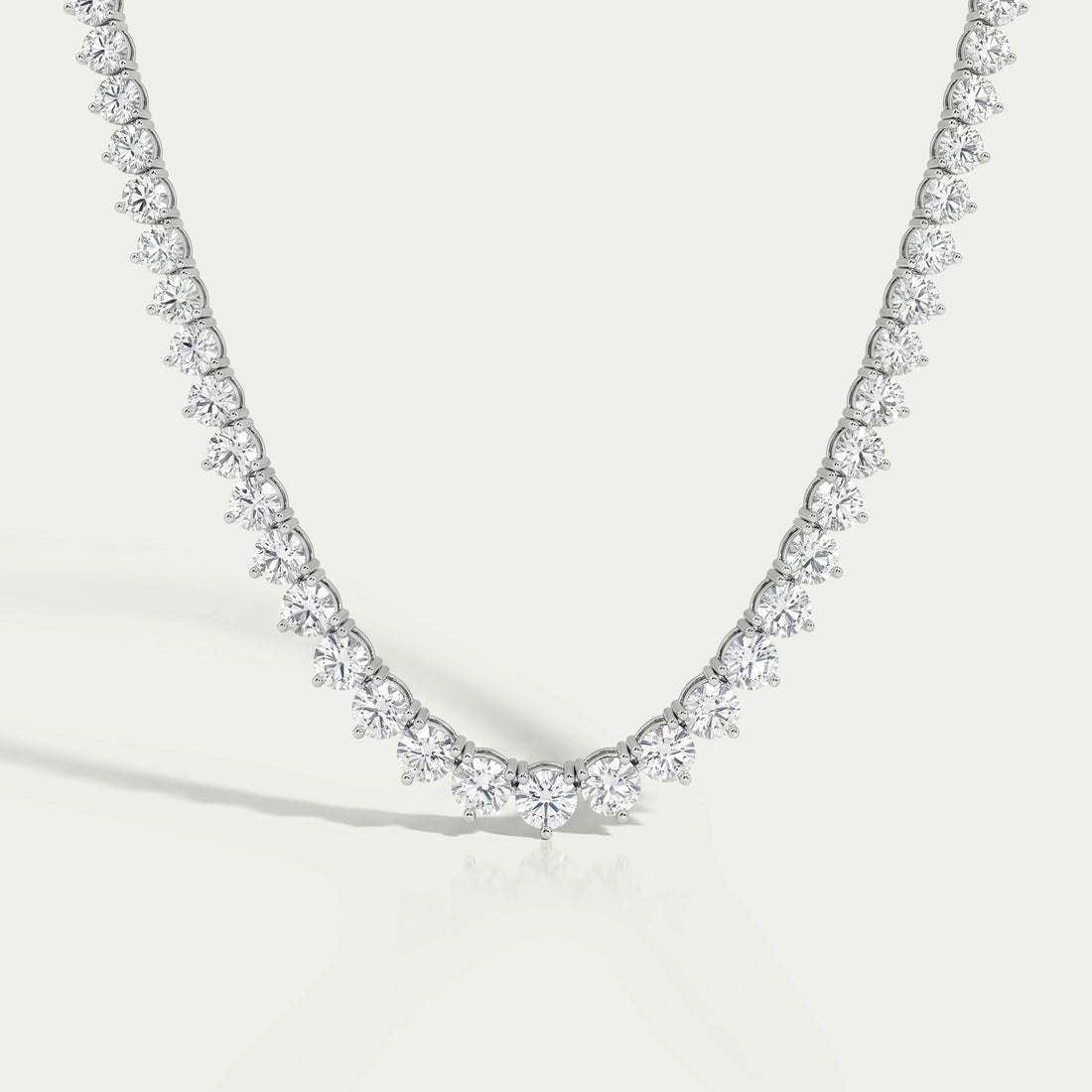 Graduated Round Shape Lab Diamond Tennis Necklace