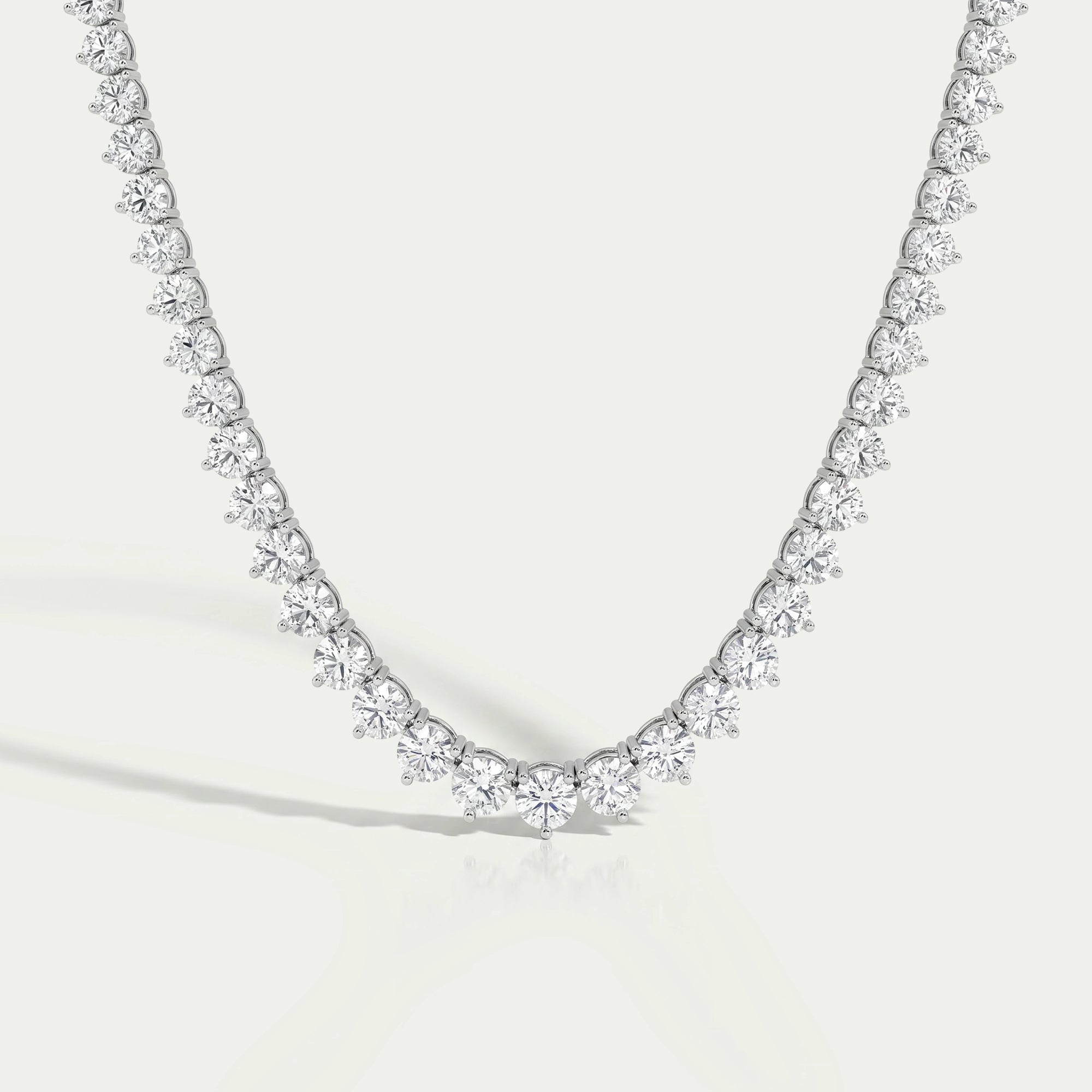 Graduated Round Shape Lab Diamond Tennis Necklace