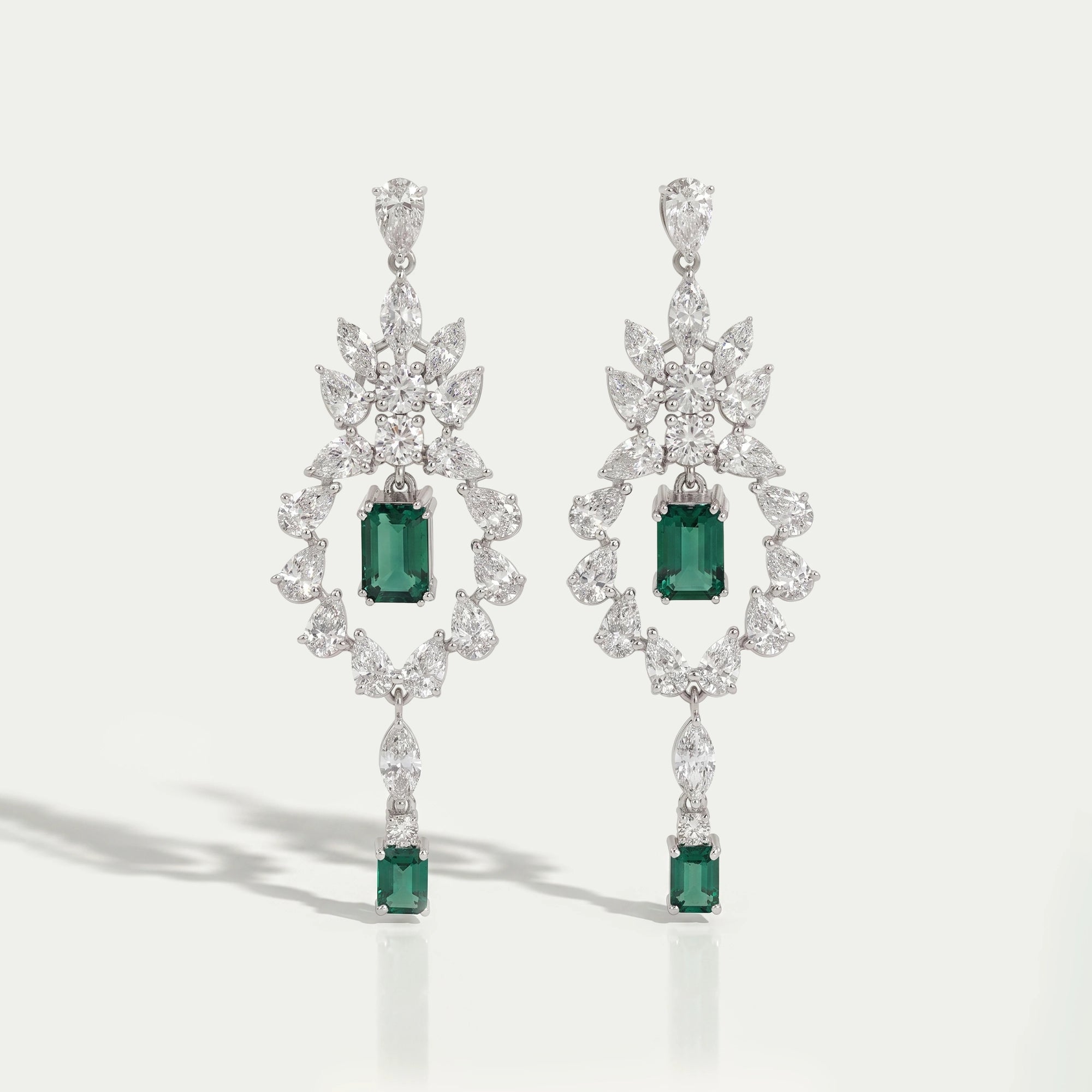Green Emerald And Diamond Dangle Earrings Earring
