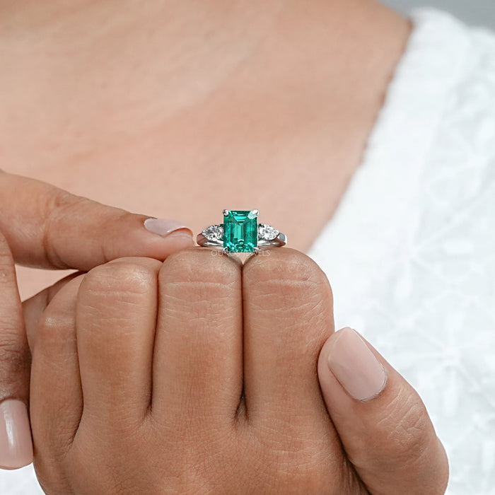 Emerald Gemstone Three Stone Ring