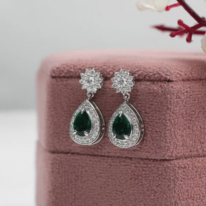 Pear Shaped Emerald Drop Earrings