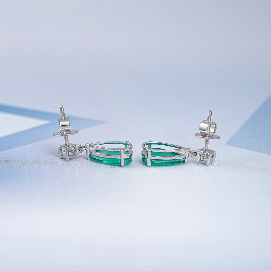 Green Pear Gemstone Drop Earrings Earrings