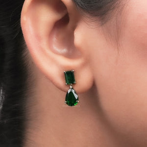 emerald gemstone drop earrings