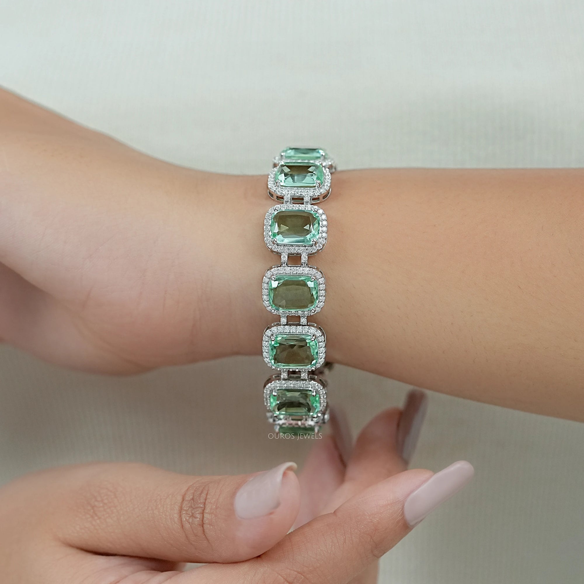 Pink Oval Lab-Created Ruby Tennis Bracelet