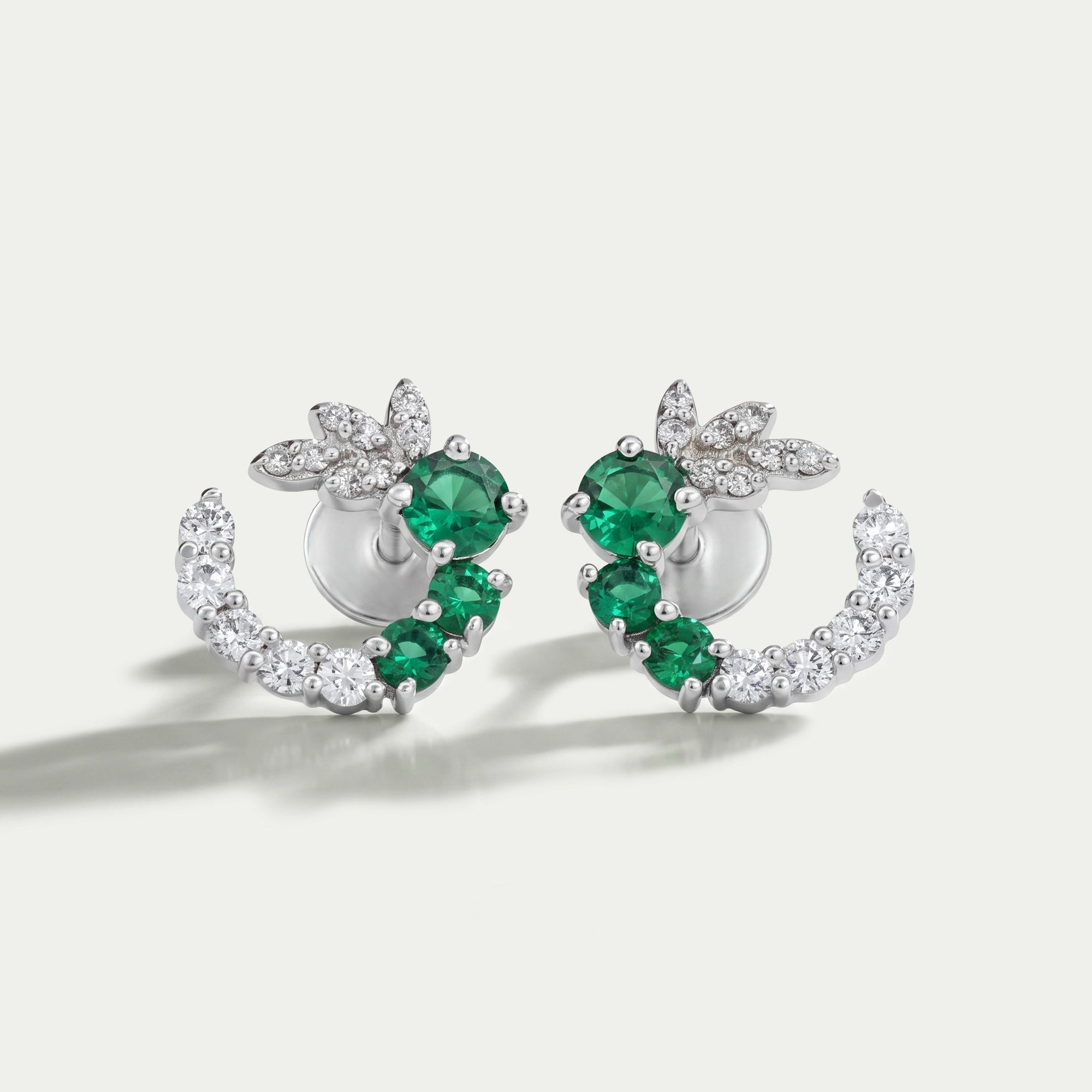 Green Gemstone Spiral Stud Earrings