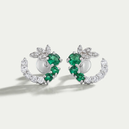 Green Gemstone Spiral Stud Earrings