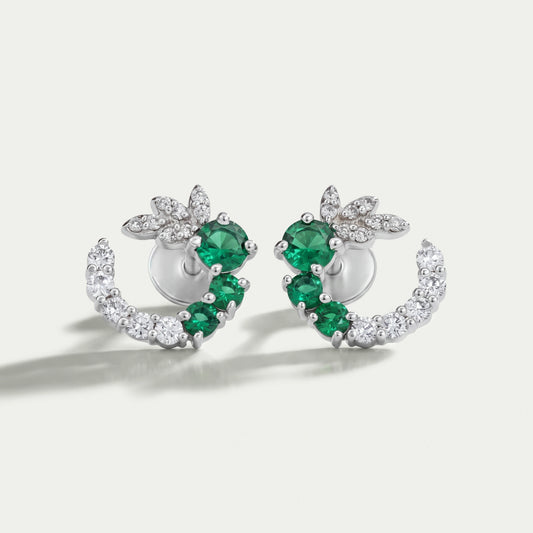 Green Gemstone Spiral Stud Earrings Earrings