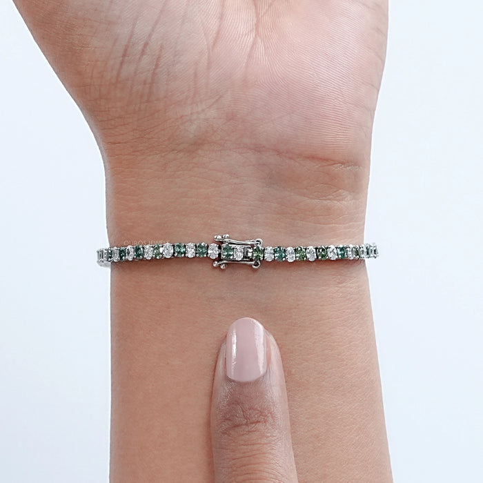 Green Oval Cut Lab Diamond Tennis Bracelet