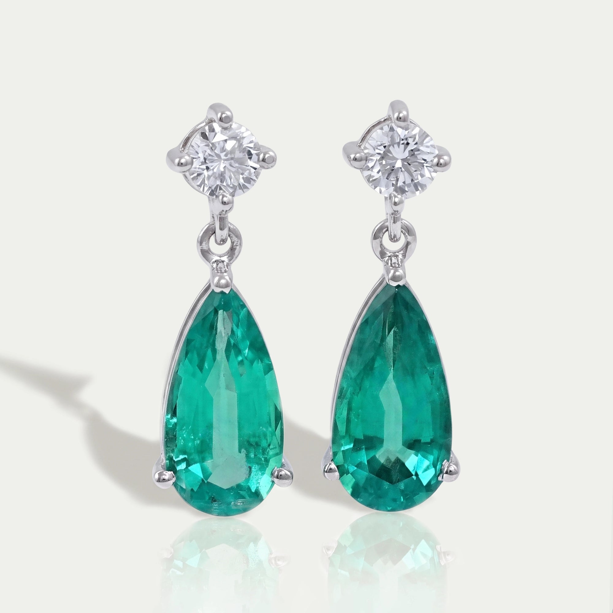 Green Pear Gemstone Drop Earrings
