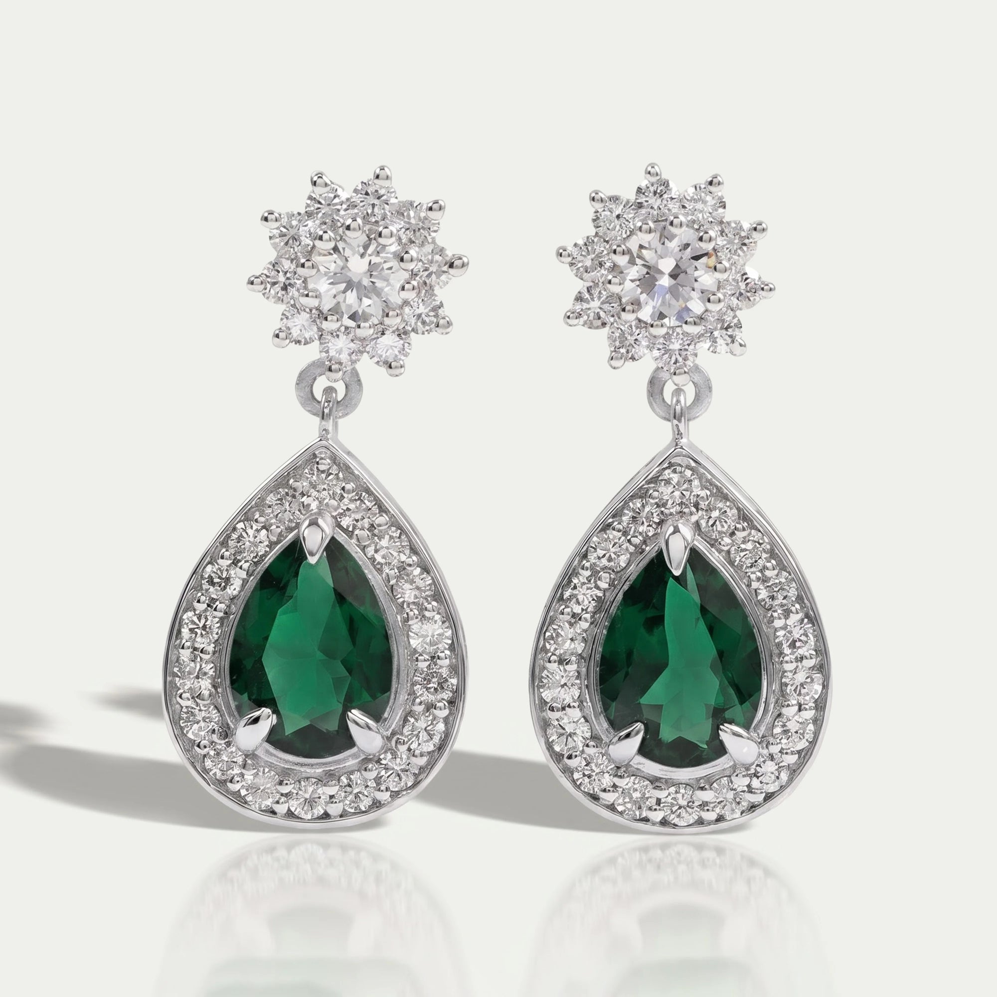 Pear Shape Emerald Drop Earrings Earrings