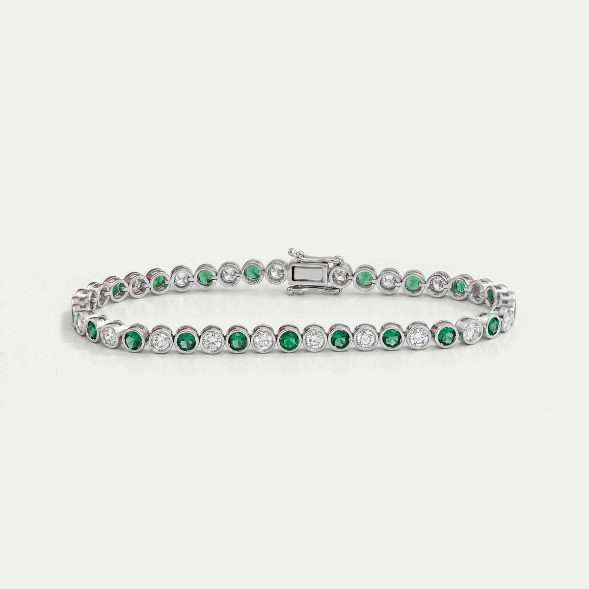 Round Cut Gemstone & Diamond Tennis Bracelet Bracelet