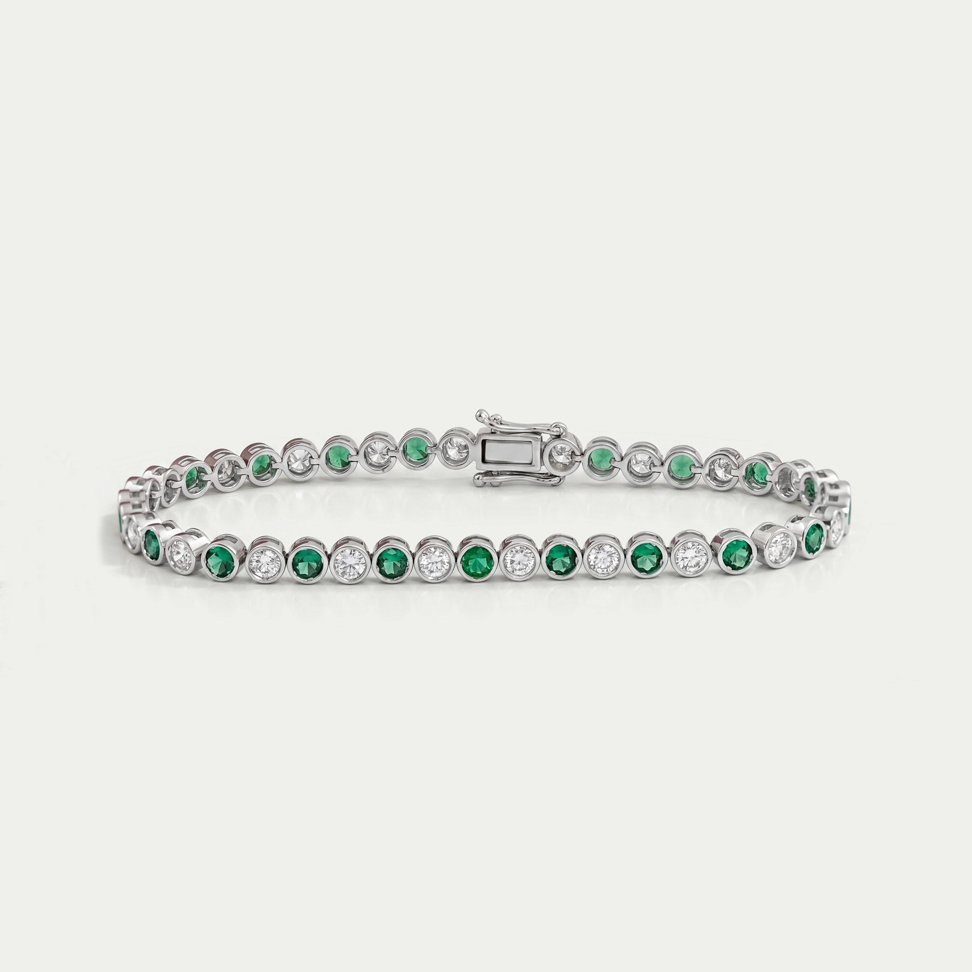 Round Cut Gemstone & Diamond Tennis Bracelet
