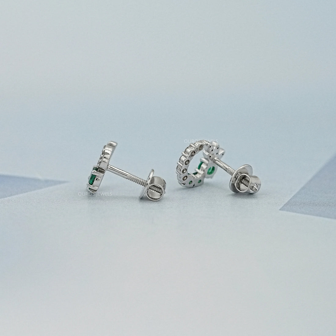 Green Gemstone Spiral Stud Earrings Earrings