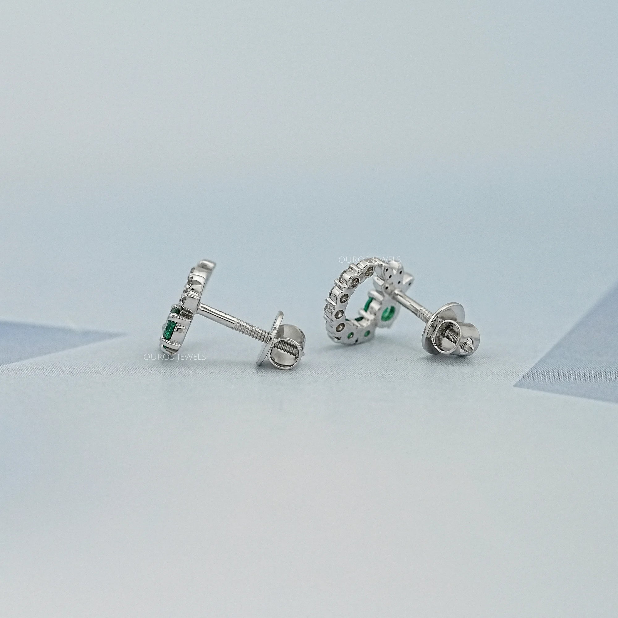 Green Gemstone Spiral Stud Earrings Earrings