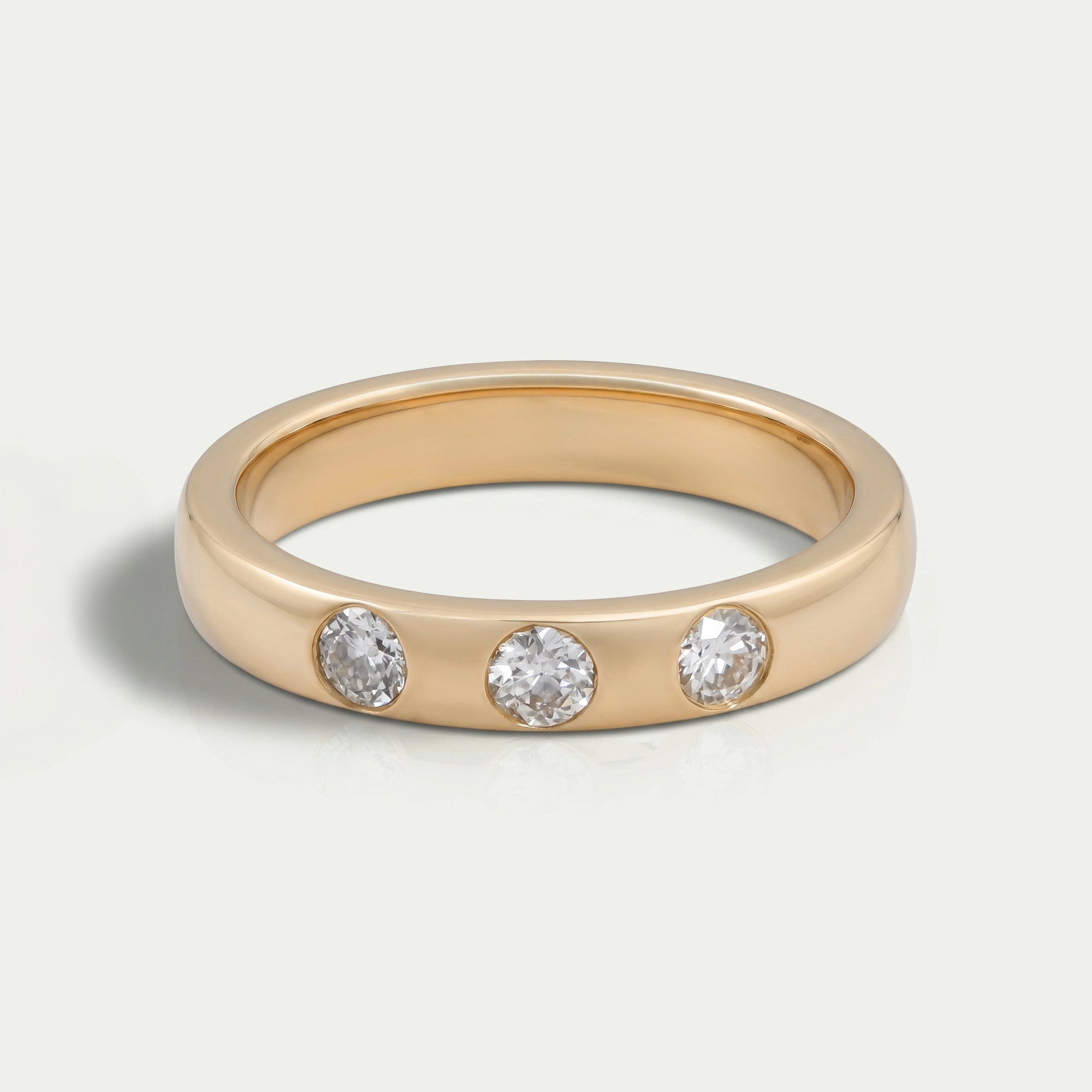 Three Stone Gypsy Set Diamond Wedding Band Ring