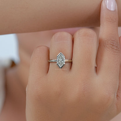 Half Bezel Dutch Marquise Diamond Solitaire Ring