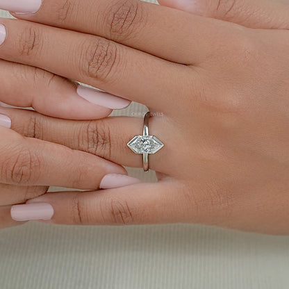 Half Bezel Dutch Marquise Diamond Solitaire Ring