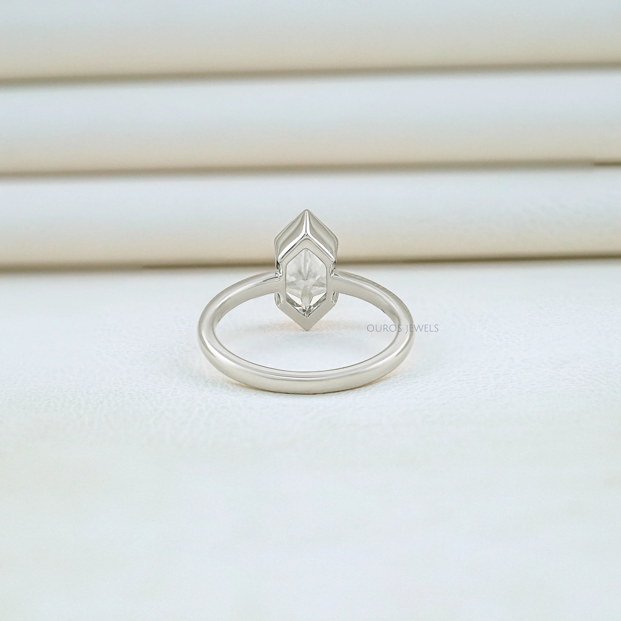 Half Bezel Dutch Marquise Diamond Solitaire Ring