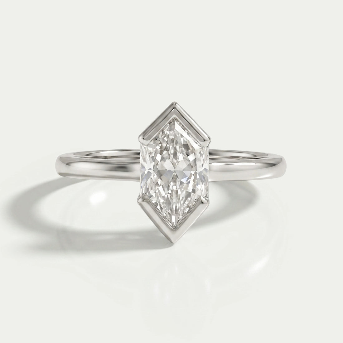 Half Bezel Dutch Marquise Diamond Solitaire Ring Ring