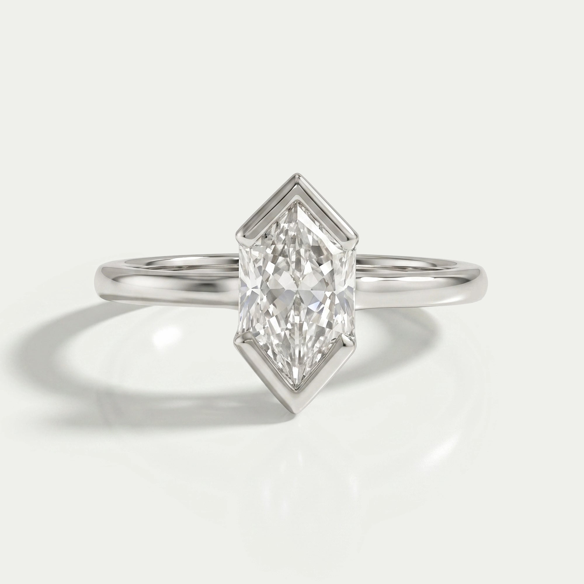 Half Bezel Dutch Marquise Diamond Solitaire Ring Ring